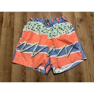 Boardies Apparel Shorts, Men's Size Small, Salmon Green White, Swim Trunks